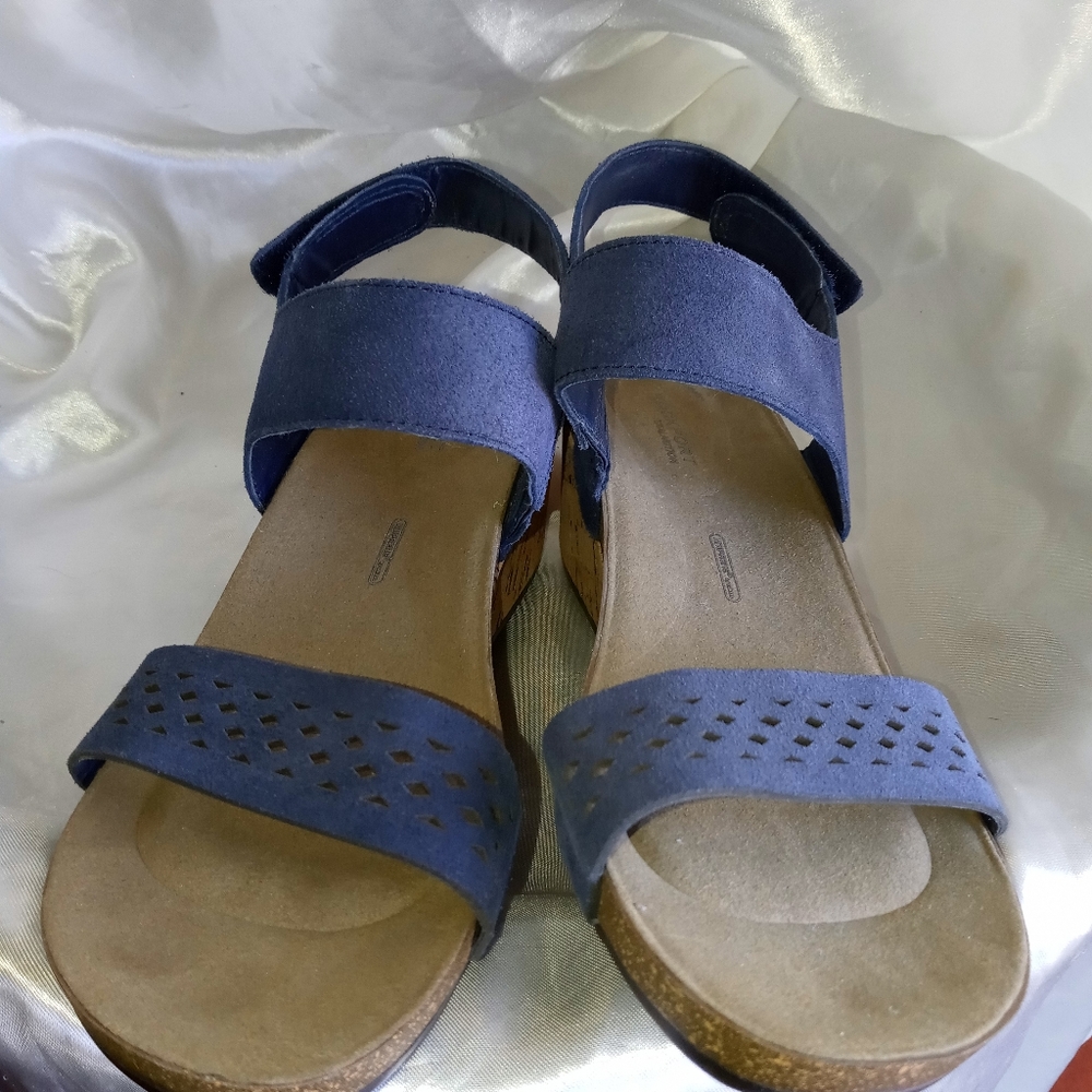 ❌SOLD❌   Rockport Blue Cork Wedge Sandal 9 - Picture 5 of 12